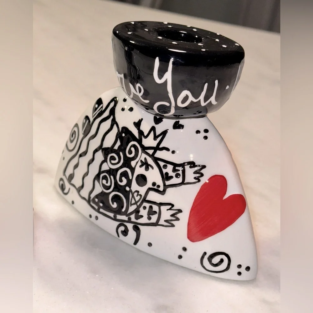 Joanna Delomba With Love Pop Art Set of 2 Ceramic Candle Stick Holders